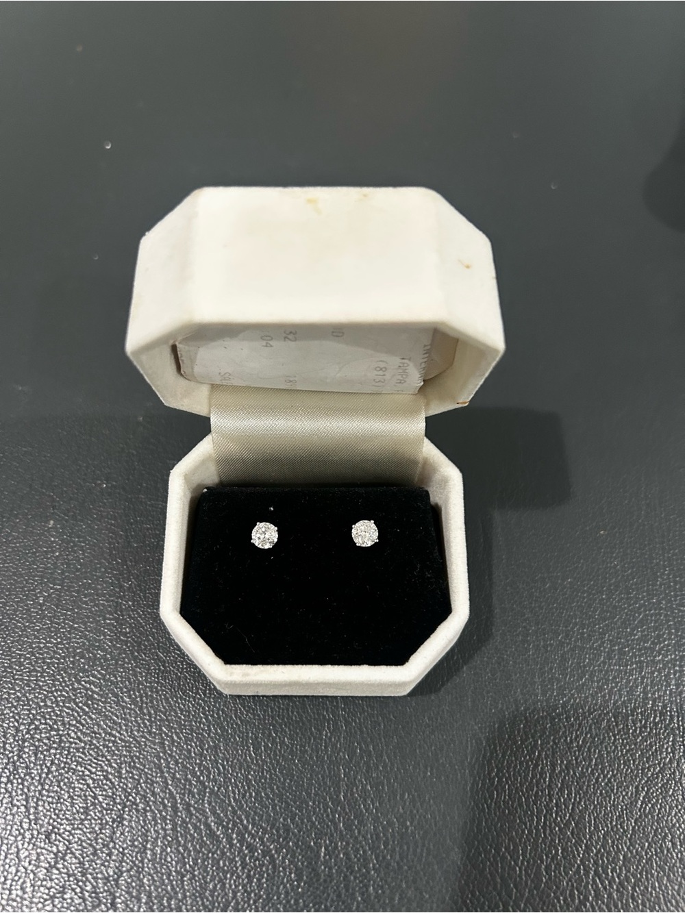 Total one carat, natural diamond Zales White Diamond Stud Earrings